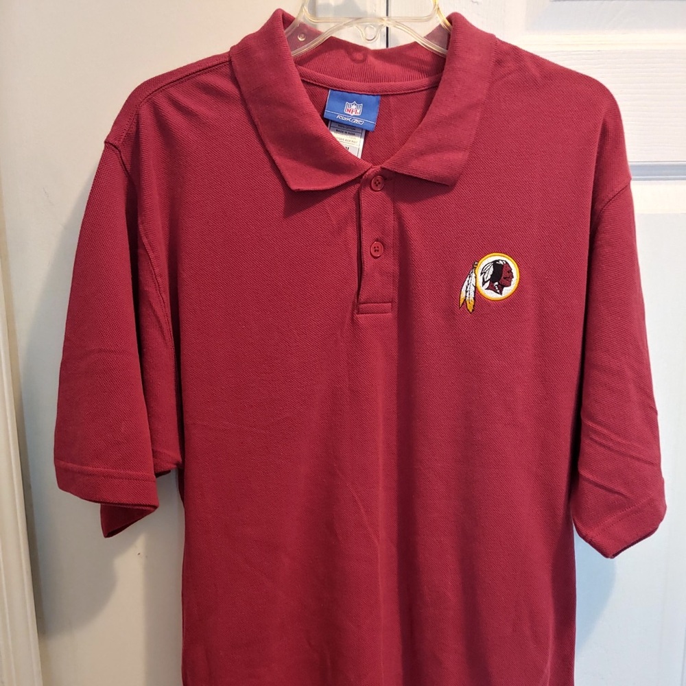 Washington Redskins Men's Reebok Burgundy Short Sleeves Button Polo Shirt